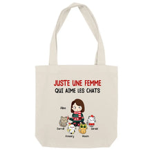 Charger l&#39;image dans la galerie, Jusqu&#39;à 9 chats, Sac fourre-tout chat personnalisé, cadeaux de noël pour maman chat, juste une fille qui aime les chats
