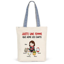 Charger l&#39;image dans la galerie, Jusqu&#39;à 9 chats, Sac fourre-tout chat personnalisé, cadeaux de noël pour maman chat, juste une fille qui aime les chats
