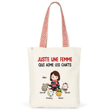 Charger l&#39;image dans la galerie, Jusqu&#39;à 9 chats, Sac fourre-tout chat personnalisé, cadeaux de noël pour maman chat, juste une fille qui aime les chats
