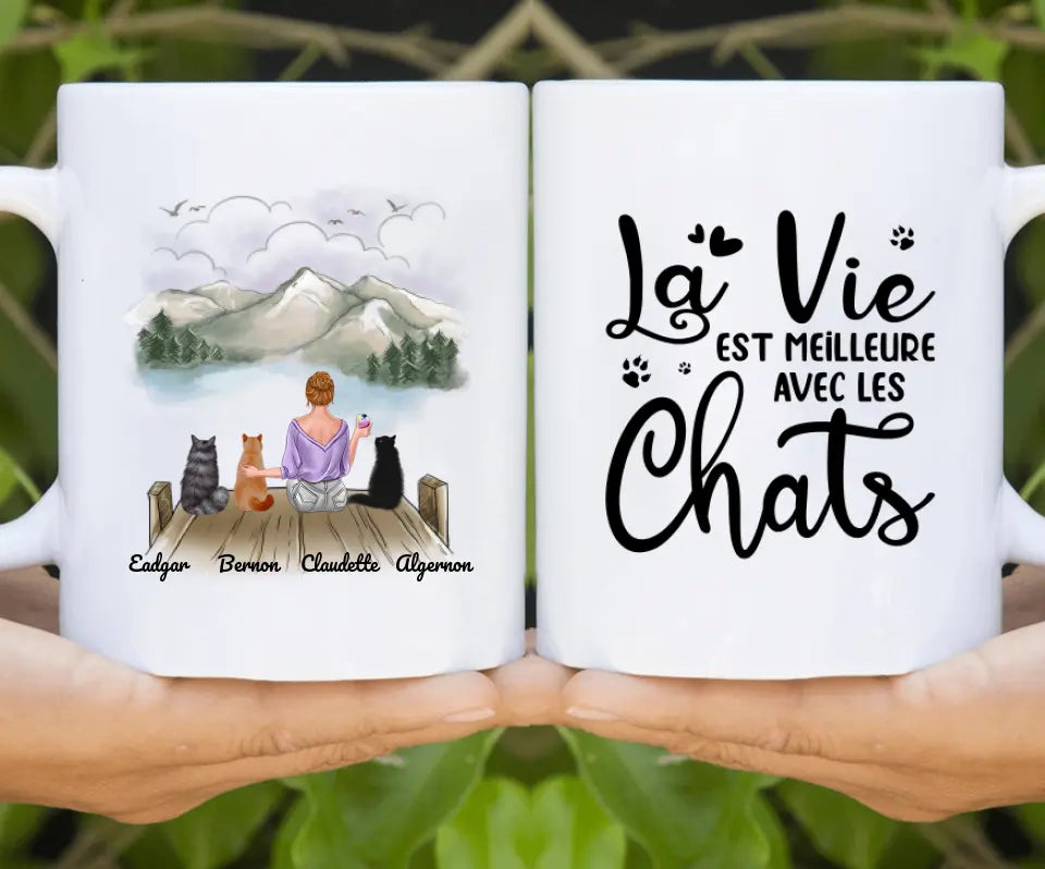 Sweat à Capuche "La Vie Est Meilleure Avec Les Chats" - Design Mignon Chat Pour Femme/fille - 1