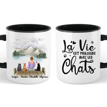 Charger l&#39;image dans la galerie, Jusqu&#39;à 9 chats, mug personnalisé chat, mug papa chat, la vie est meilleure avec les chats
