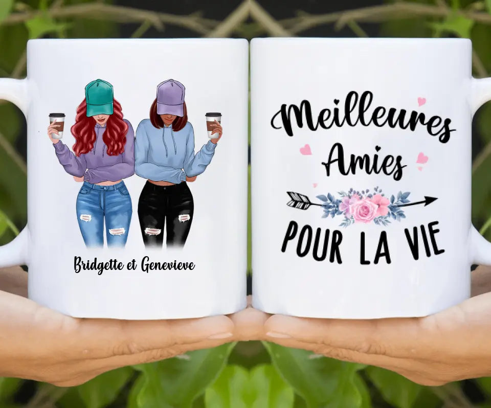 Jusqu'à 5 filles, mug personnalisé meilleure amie, noms et arts personnalisés, meilleures amies pour la vie