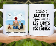 Charger l&#39;image dans la galerie, Jusqu&#39;à 6 animaux, mug lapin et chat personnalisé, juste une femme qui aime les chats et les lapins
