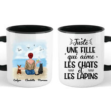 Charger l&#39;image dans la galerie, Jusqu&#39;à 6 animaux, mug lapin et chat personnalisé, juste une femme qui aime les chats et les lapins
