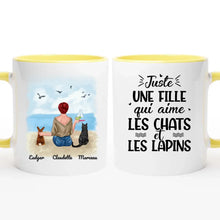 Charger l&#39;image dans la galerie, Jusqu&#39;à 6 animaux, mug lapin et chat personnalisé, juste une femme qui aime les chats et les lapins
