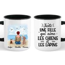 Charger l&#39;image dans la galerie, Jusqu&#39;à 6 animaux, mug lapin et chien personnalisé, juste une femme qui aime les chiens et les lapins
