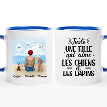 Charger l&#39;image dans la galerie, Jusqu&#39;à 6 animaux, mug lapin et chien personnalisé, juste une femme qui aime les chiens et les lapins
