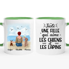 Charger l&#39;image dans la galerie, Jusqu&#39;à 6 animaux, mug lapin et chien personnalisé, juste une femme qui aime les chiens et les lapins
