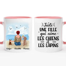 Charger l&#39;image dans la galerie, Jusqu&#39;à 6 animaux, mug lapin et chien personnalisé, juste une femme qui aime les chiens et les lapins
