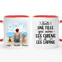 Charger l&#39;image dans la galerie, Jusqu&#39;à 6 animaux, mug lapin et chien personnalisé, juste une femme qui aime les chiens et les lapins
