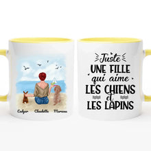 Charger l&#39;image dans la galerie, Jusqu&#39;à 6 animaux, mug lapin et chien personnalisé, juste une femme qui aime les chiens et les lapins
