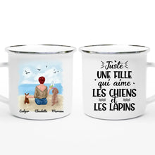 Charger l&#39;image dans la galerie, Jusqu&#39;à 6 animaux, mug lapin et chien personnalisé, juste une femme qui aime les chiens et les lapins
