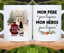 Charger l&#39;image dans la galerie, Jusqu&#39;à 5 filles, Mug personnalisé, Cadeaux de Noël pour papa de la part de sa fille, Mon père pour toujours, mon héros pour toujours
