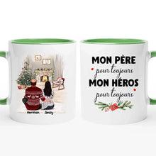 Charger l&#39;image dans la galerie, Jusqu&#39;à 5 filles, Mug personnalisé, Cadeaux de Noël pour papa de la part de sa fille, Mon père pour toujours, mon héros pour toujours
