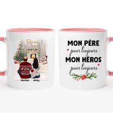 Charger l&#39;image dans la galerie, Jusqu&#39;à 5 filles, Mug personnalisé, Cadeaux de Noël pour papa de la part de sa fille, Mon père pour toujours, mon héros pour toujours
