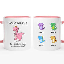 Charger l&#39;image dans la galerie, Jusqu&#39;à 9 enfants, petits-enfants, Mug magique personnalisé, Papasaurus, Papysaurus Tasse
