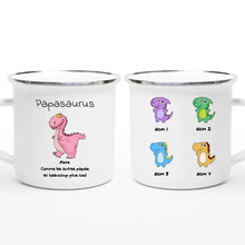 Charger l&#39;image dans la galerie, Jusqu&#39;à 9 enfants, petits-enfants, Mug magique personnalisé, Papasaurus, Papysaurus Tasse
