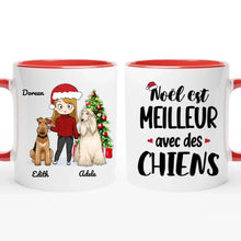 Charger l&#39;image dans la galerie, Jusqu&#39;à 5 chiens, Tasse personnalisée amoureux des chiens, tasse de Noël cadeau personnalisé de Noël
